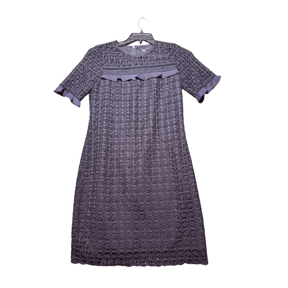 Tommy Hilfiger Lace Shift Dress Women 6 Navy Blue Excellent‎ Ruffle Crochet Mini